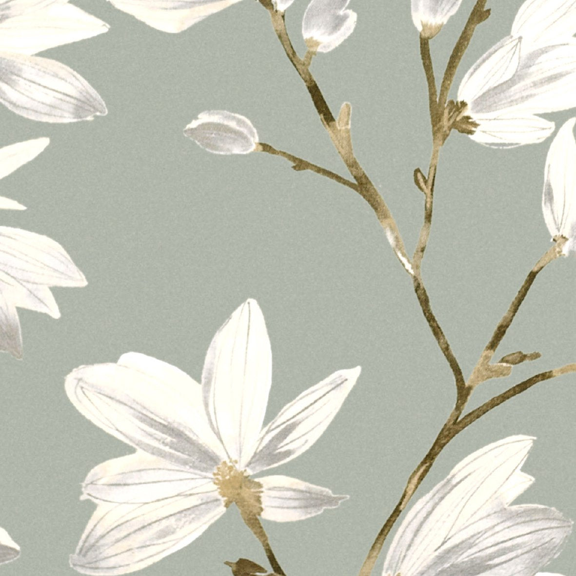 McAlister Textiles Magnolia Duck Egg Floral Cotton Print Roman Blinds Roman Blinds 