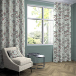 Load image into Gallery viewer, McAlister Textiles Magnolia Rose Pink and Duck Egg Floral FR Curtains Tailored Curtains 
