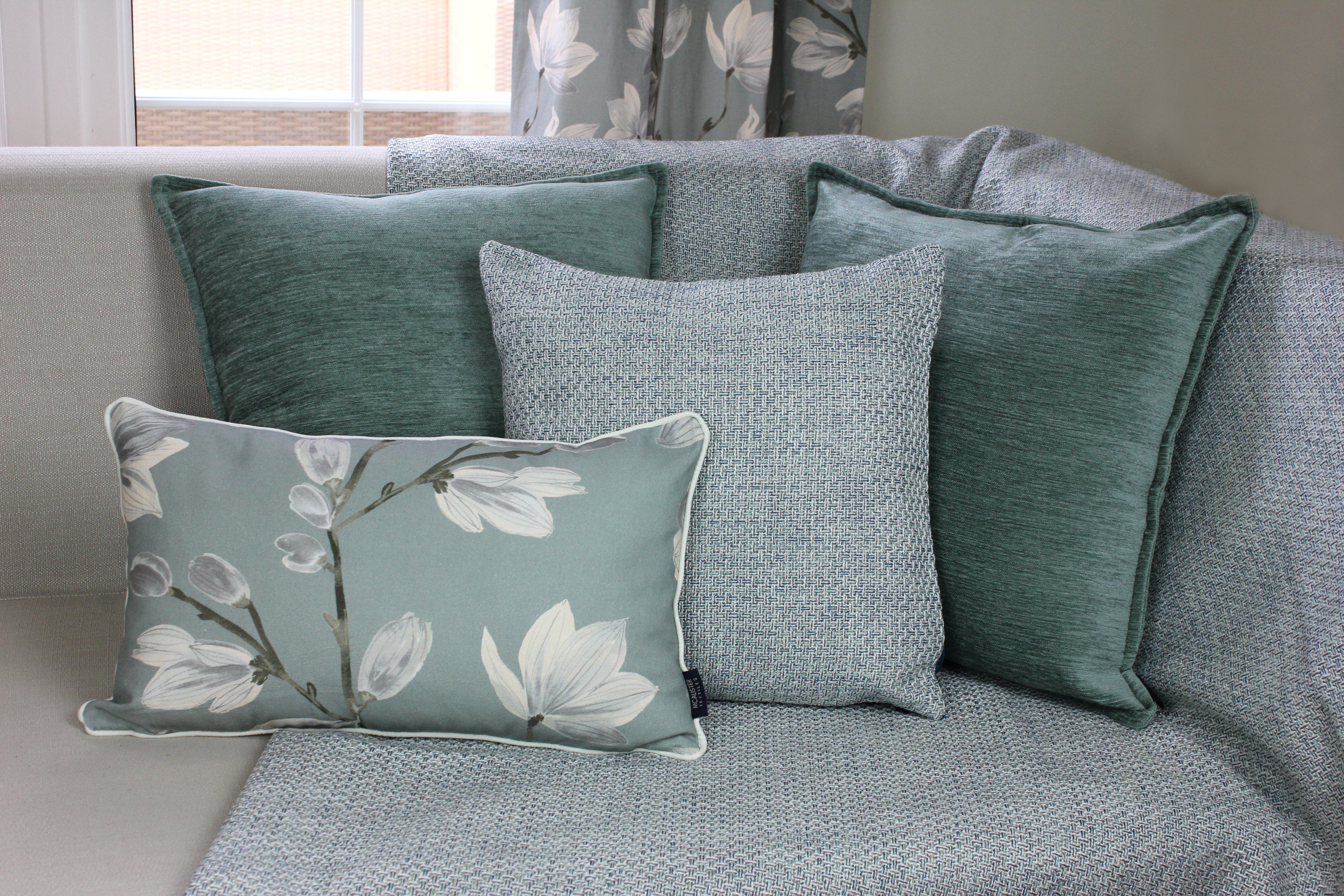 McAlister Textiles Plain Chenille Duck Egg Blue Cushion Cushions and Covers 