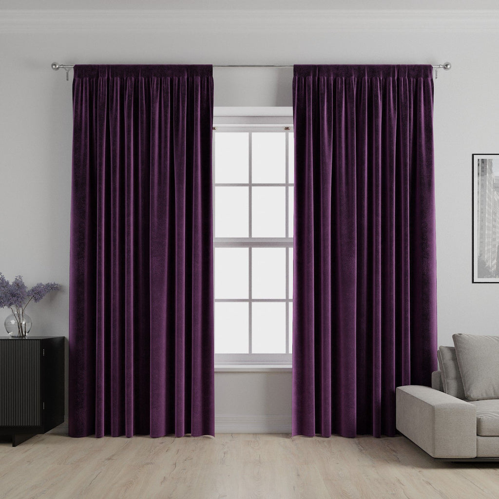 Matt Aubergine Purple Velvet Curtains