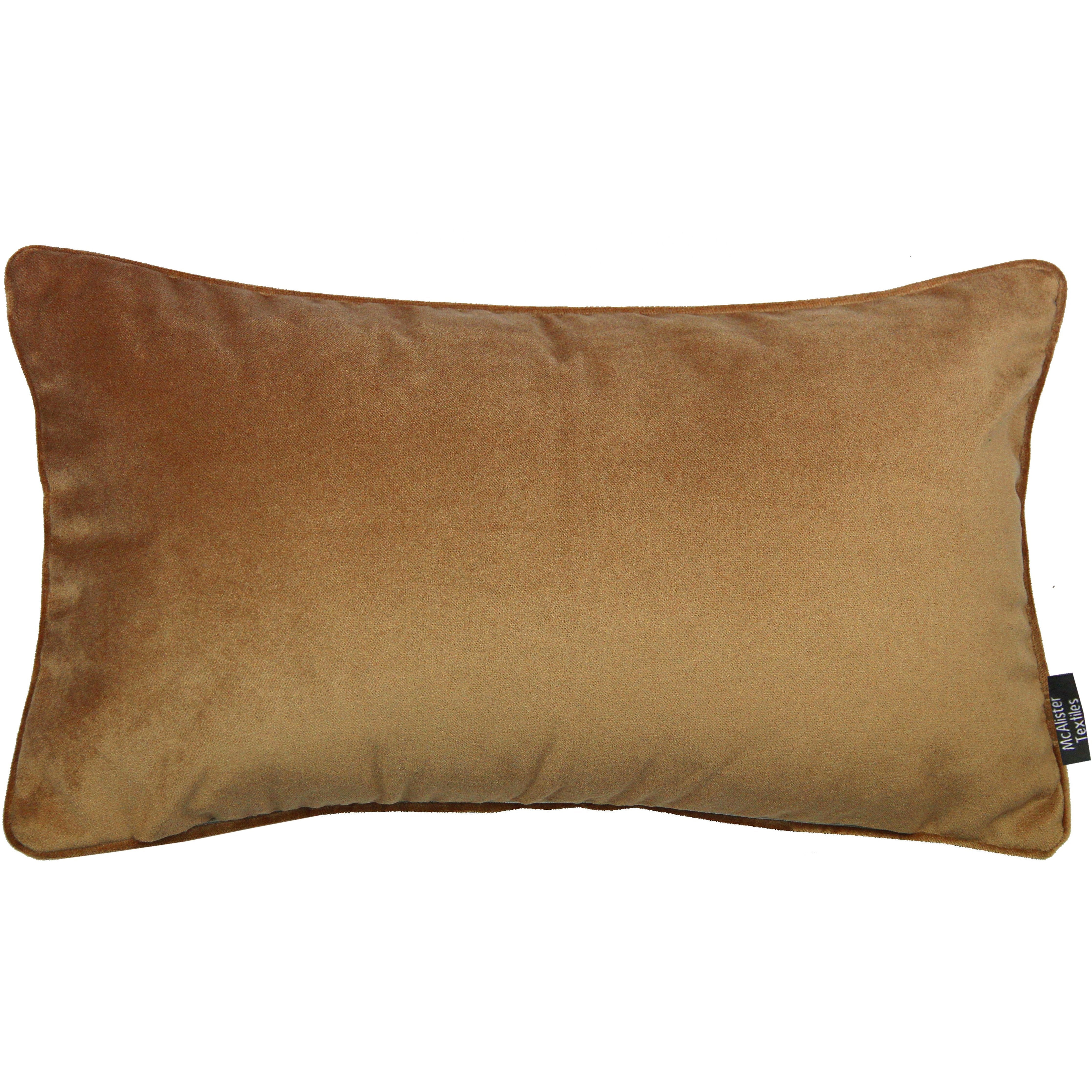 McAlister Textiles Matt Caramel Gold Velvet Cushion Cushions and Covers Cover Only 50cm x 30cm 