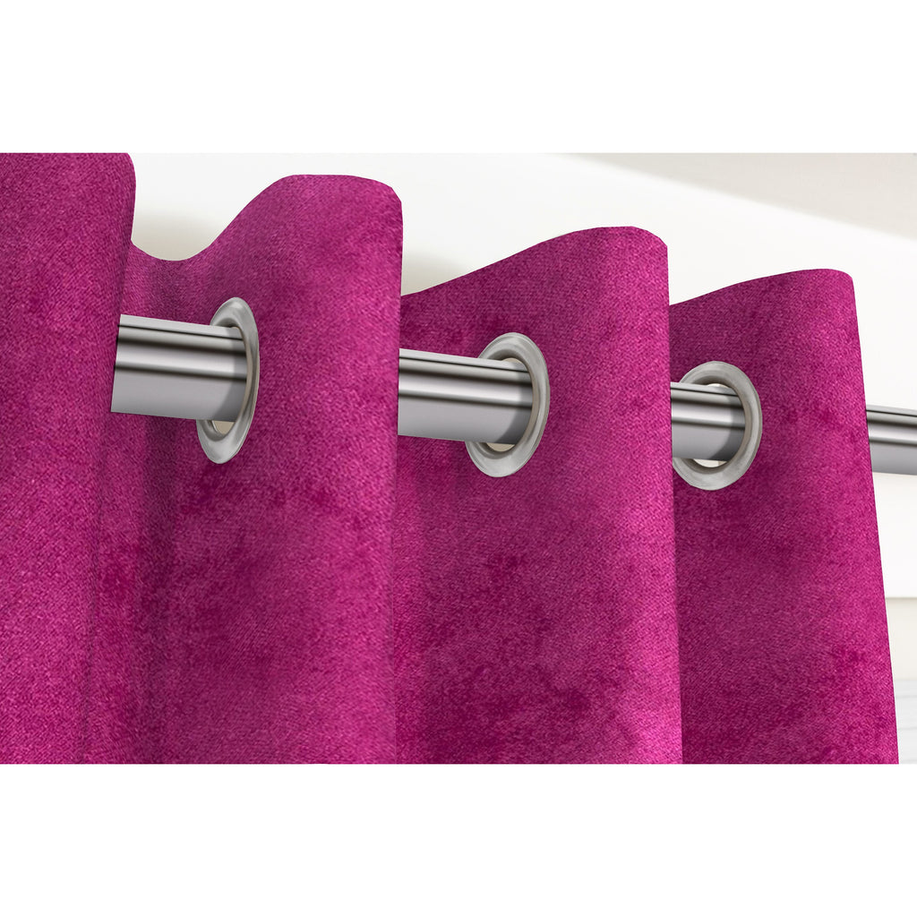 McAlister Textiles Matt Fuchsia Pink Velvet Curtains Tailored Curtains 116cm(w) x 182cm(d) (46" x 72") 