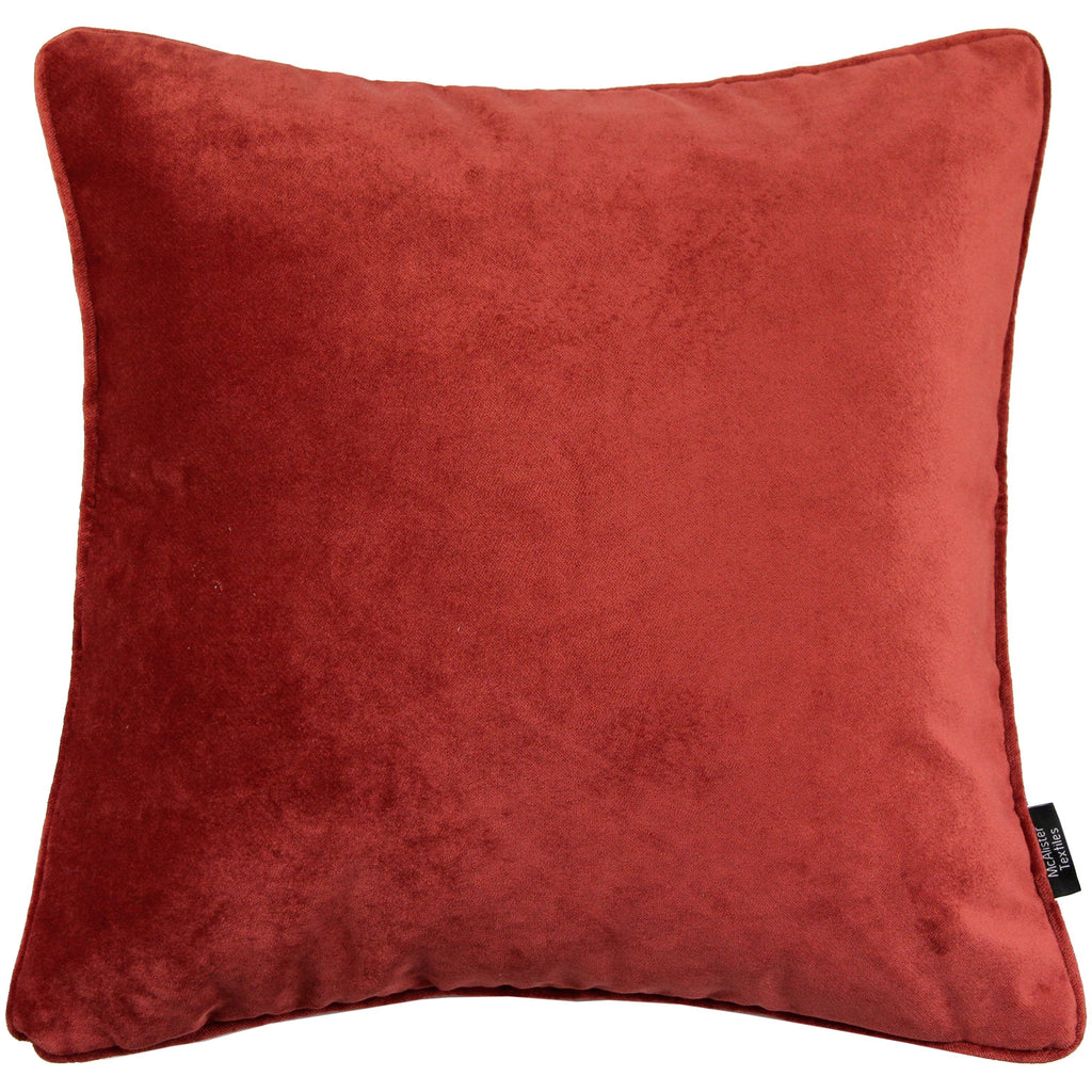 McAlister Textiles Matt Rust Red Orange Velvet Cushion Cushions and Covers Cover Only 43cm x 43cm 
