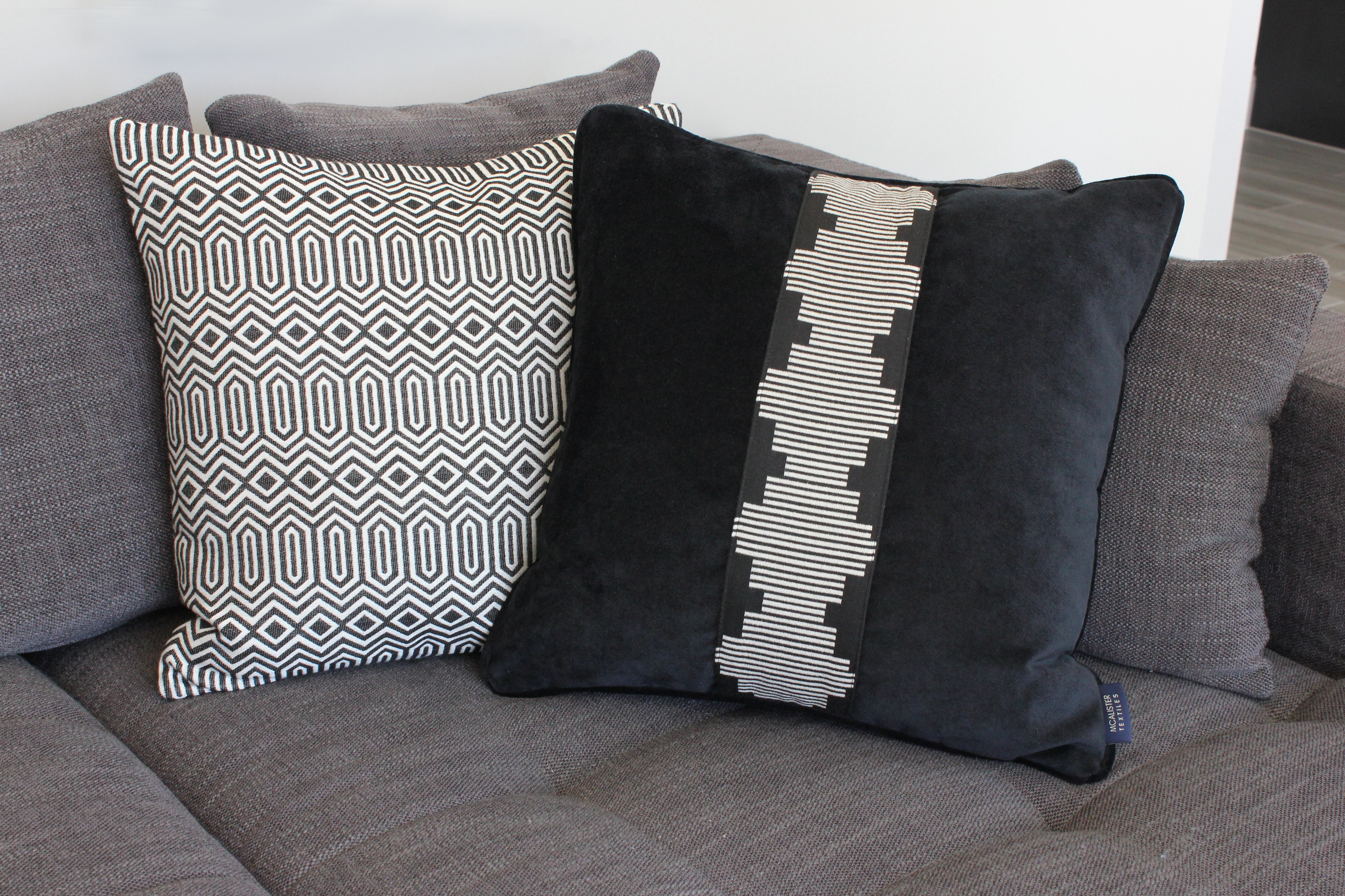 McAlister Textiles Colorado Geometric Black Cushion Cushions and Covers 