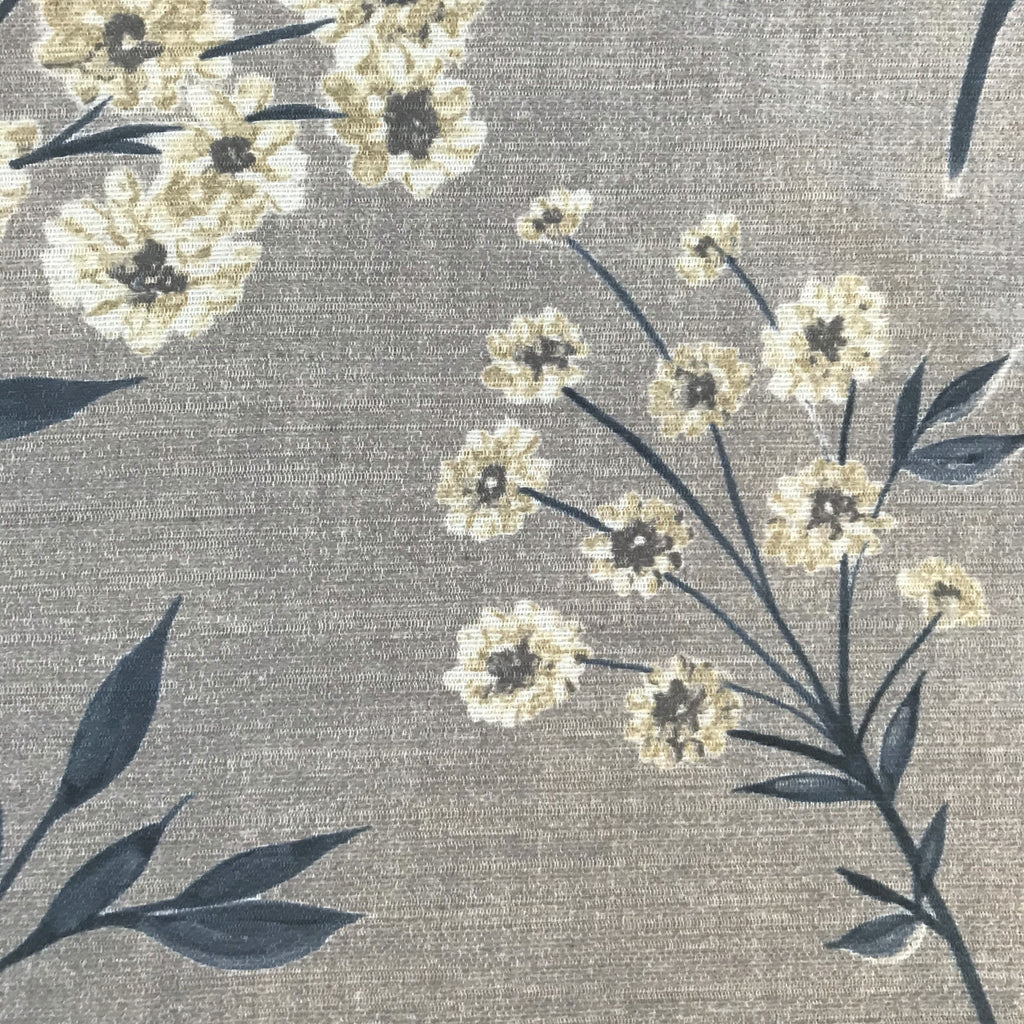 McAlister Textiles Meadow Soft Grey Floral FR Fabric Fabrics 