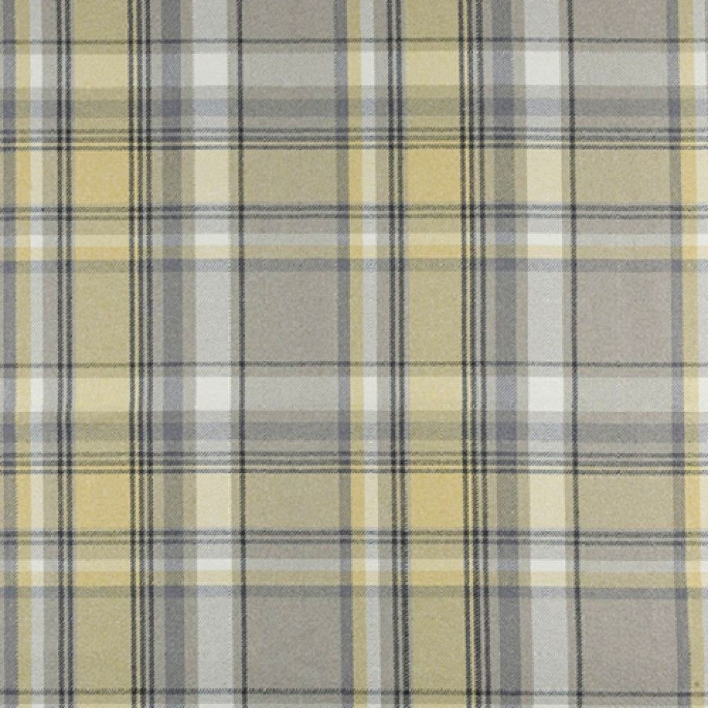 McAlister Textiles Heritage Tartan Mustard Yellow + Grey Curtain Fabric Fabrics 1 Metre 