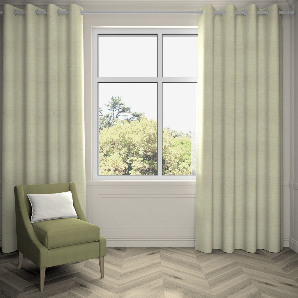 McAlister Textiles Hamleton Soft Green Textured Plain Curtains Tailored Curtains 116cm(w) x 137cm(d) (46" x 54") 