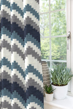 Load image into Gallery viewer, McAlister Textiles Navajo Navy Blue Striped Curtains Tailored Curtains 
