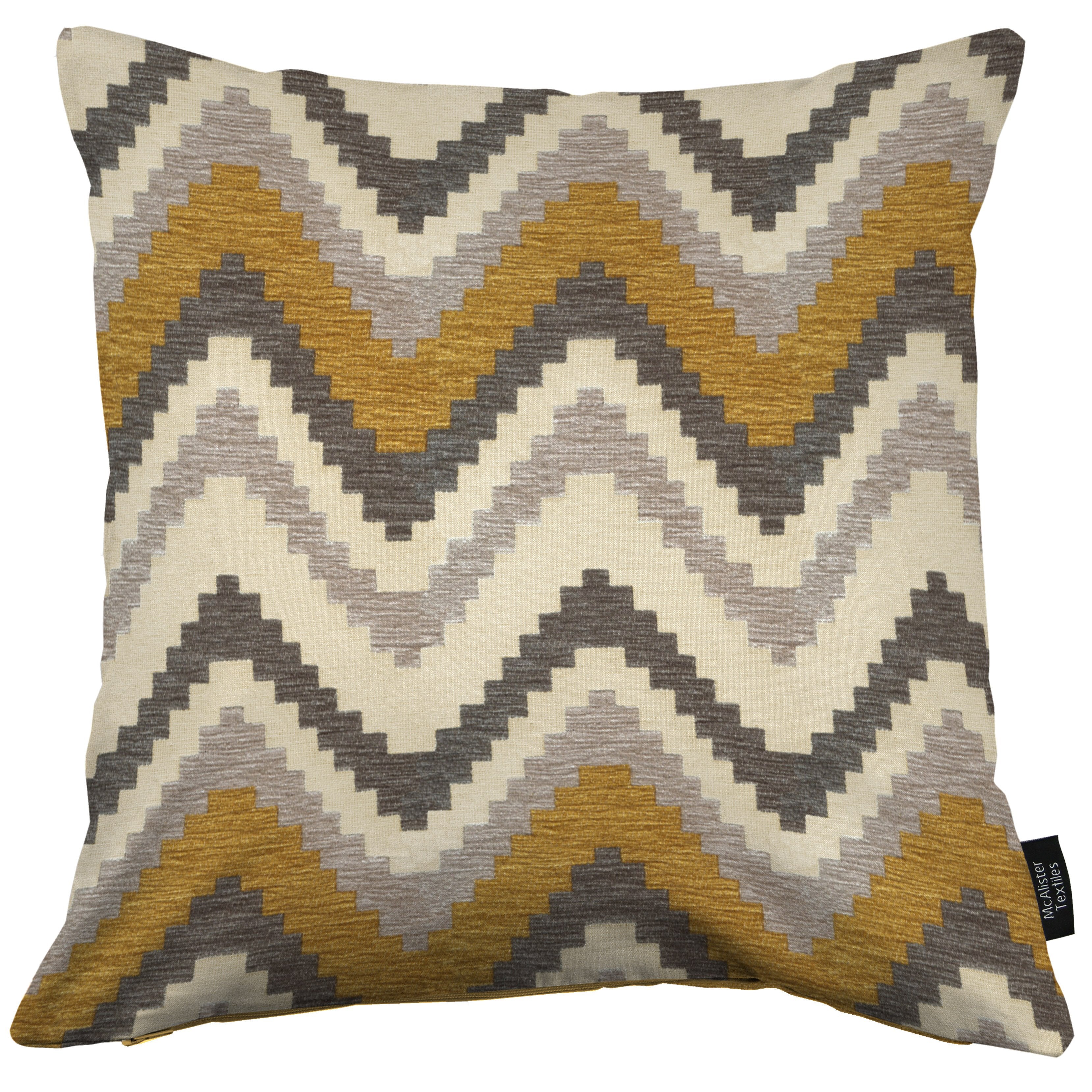 McAlister Textiles Navajo Yellow + Grey Striped Cushion Cushions and Covers Cover Only 43cm x 43cm 