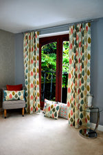 Load image into Gallery viewer, Magda Cotton Print Burnt Orange Curtains
