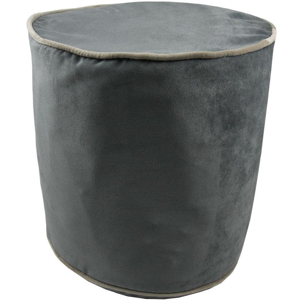 McAlister Textiles Deluxe Velvet Charcoal Grey Ottoman Stool Round Stool 