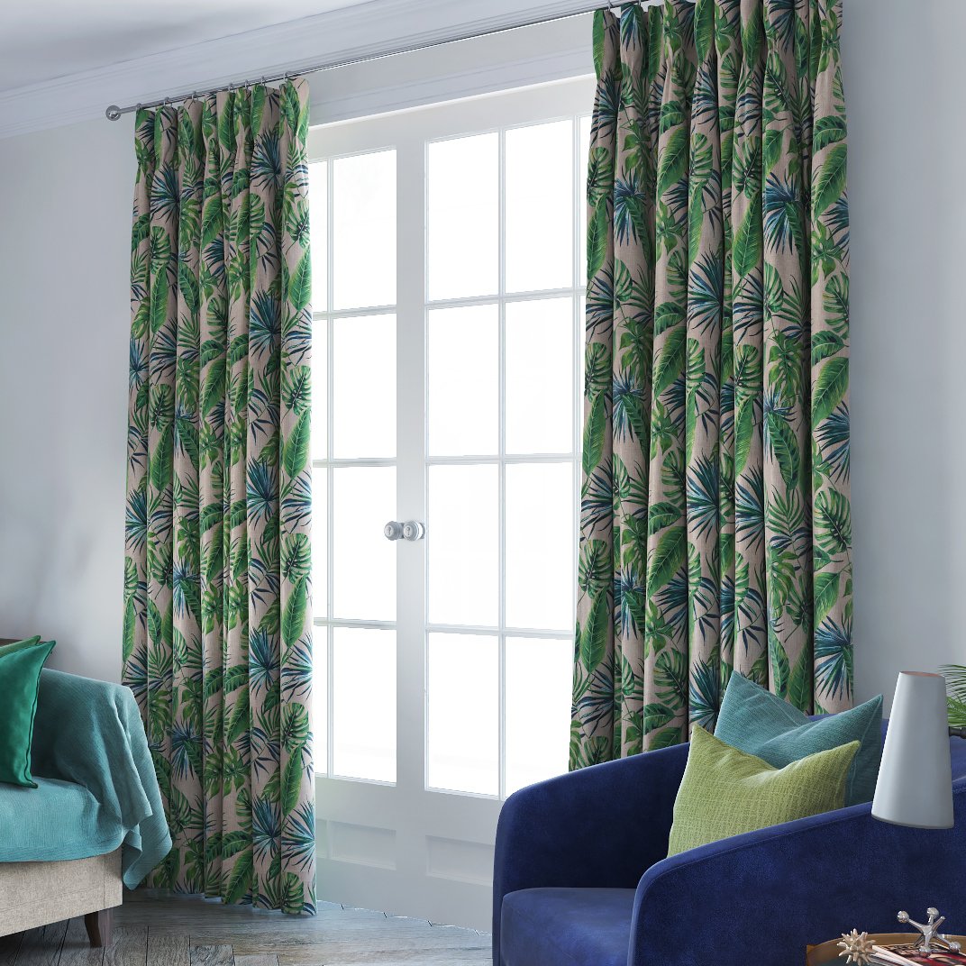 Palm Leaf New Printed Velvet Curtains