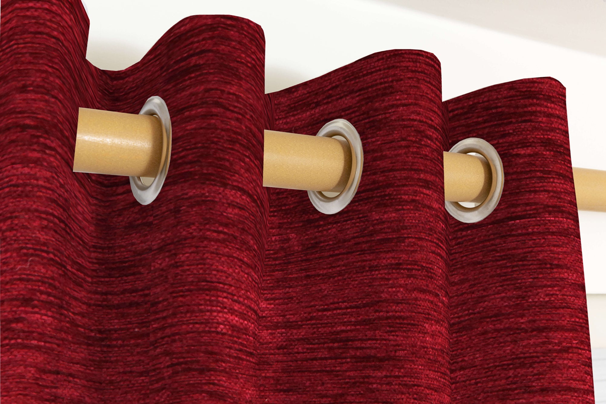 McAlister Textiles Plain Chenille Red Curtains Tailored Curtains 