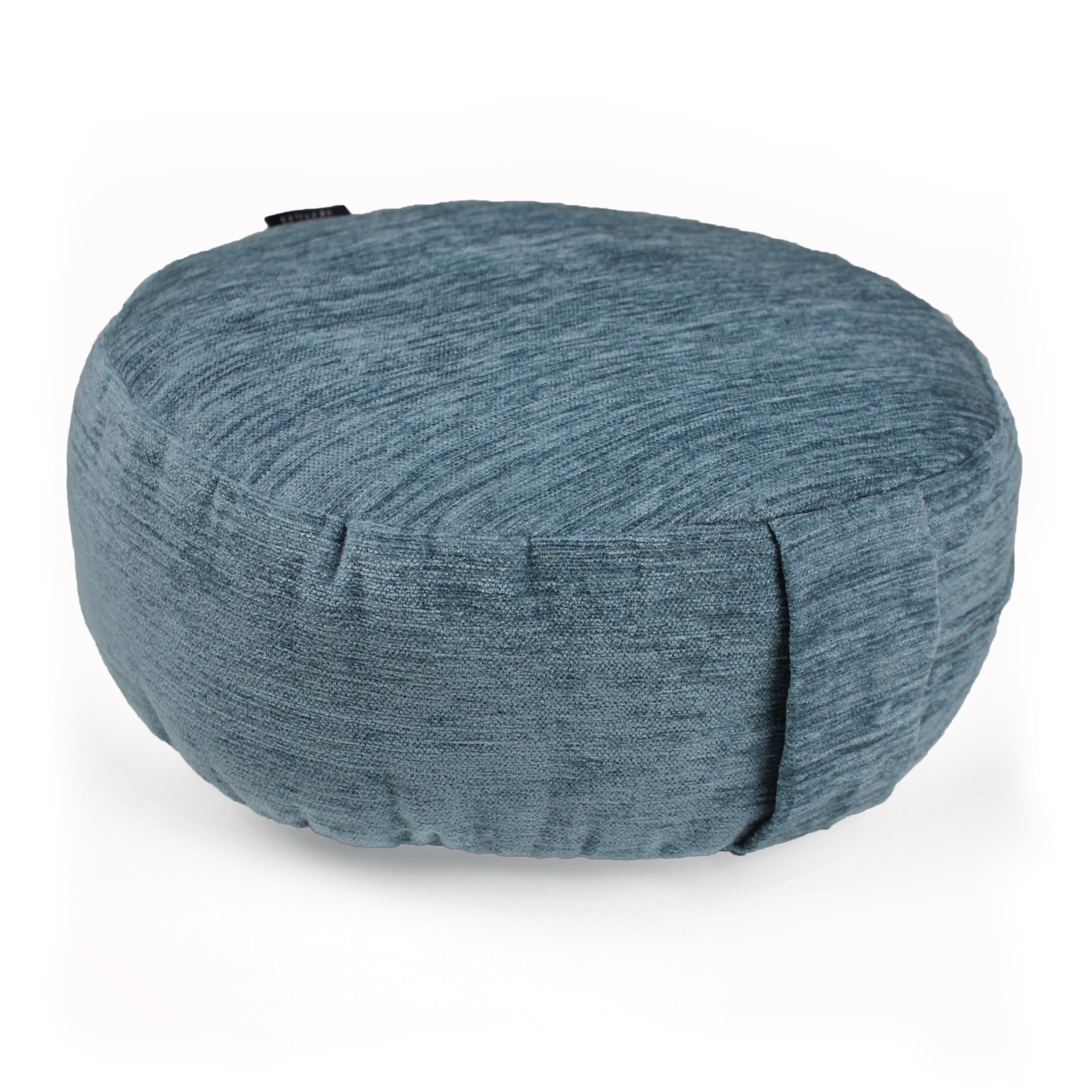 Plain Chenille Blue Circular Yoga Cushion
