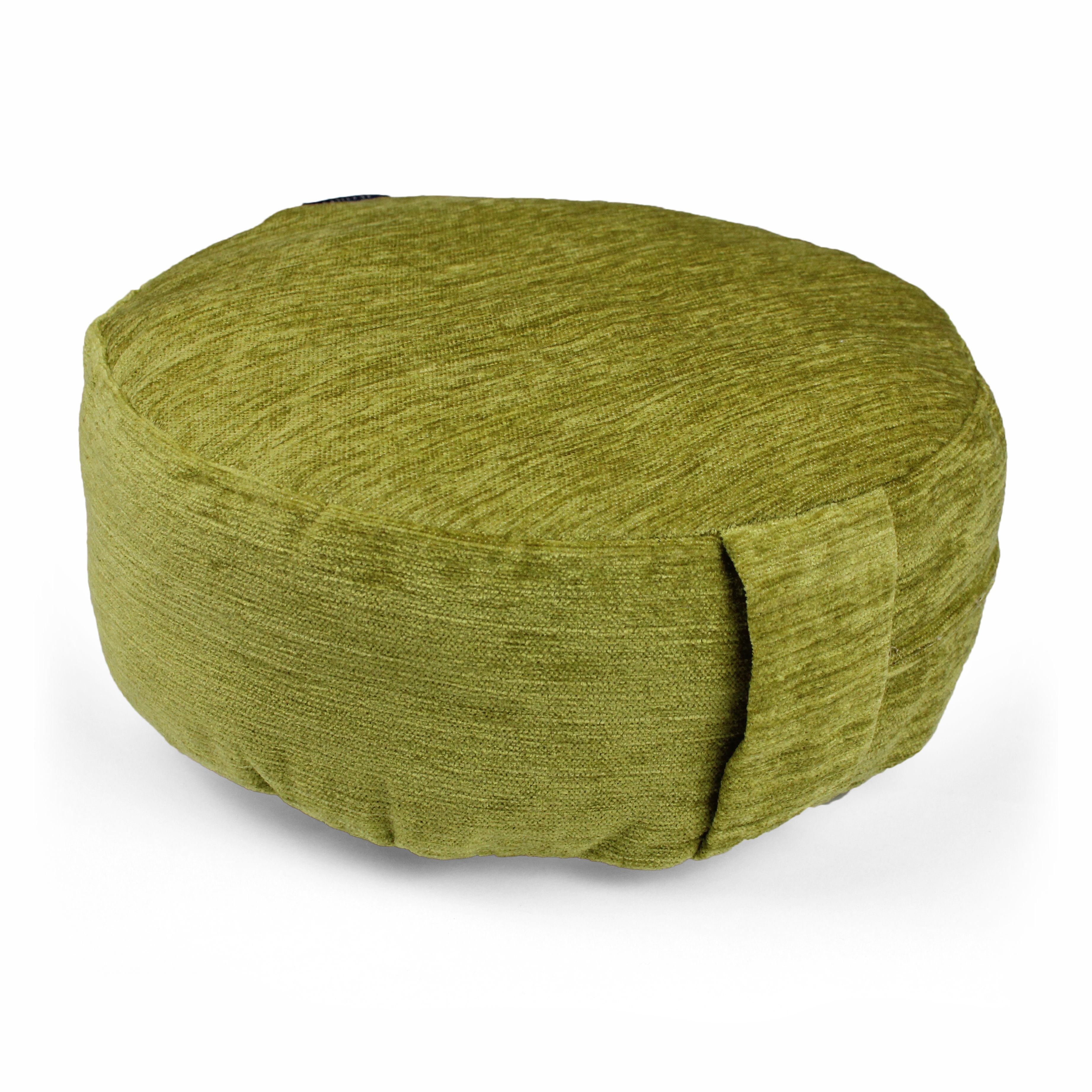 Plain Chenille Lime Green Circular Yoga Cushion