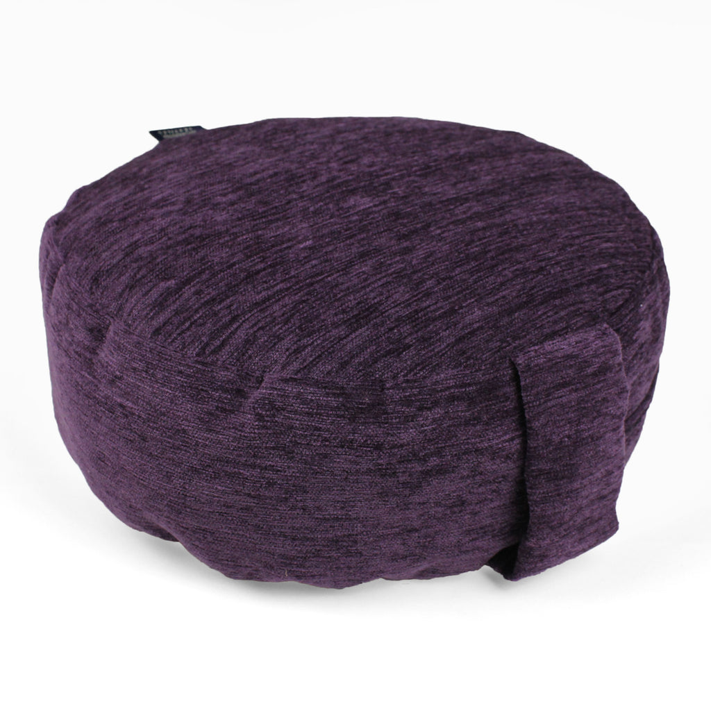 Plain Chenille Purple Circular Yoga Cushion