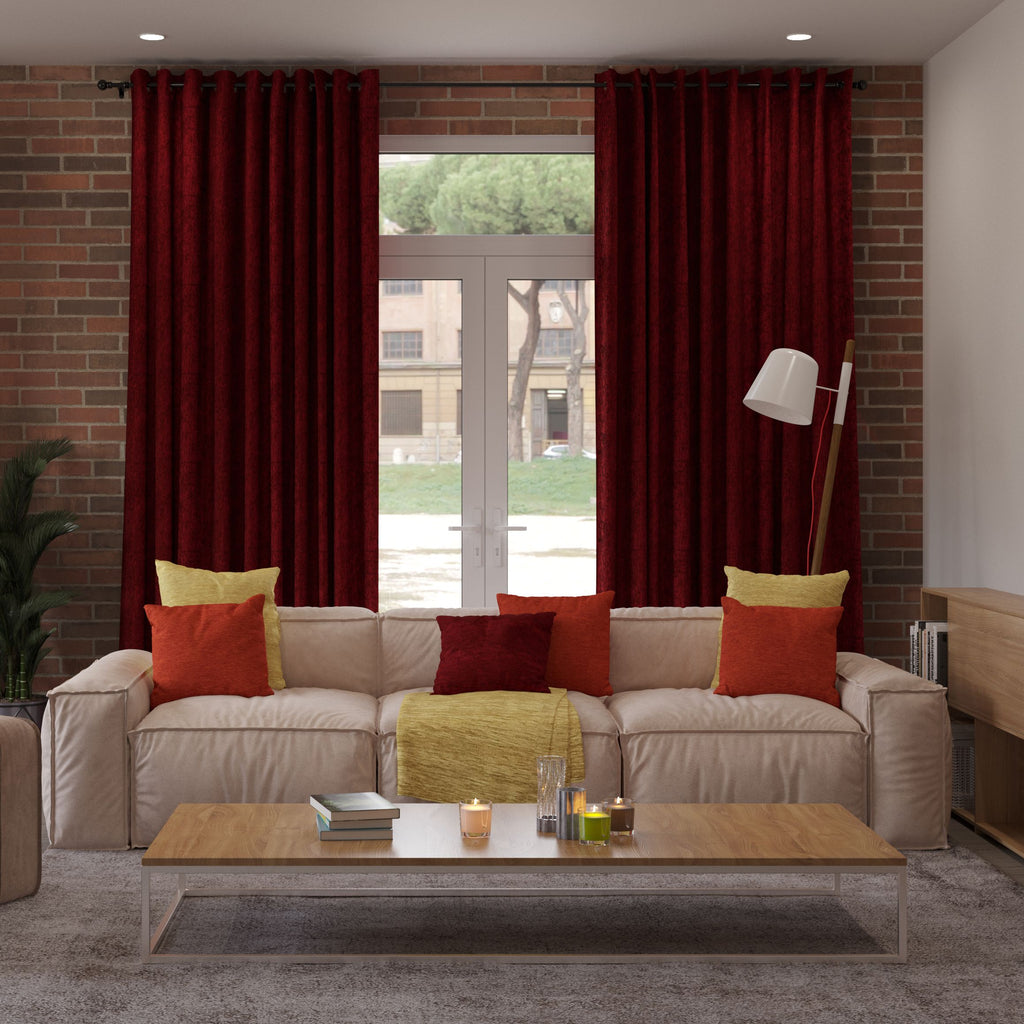 Plain Chenille Red Curtains