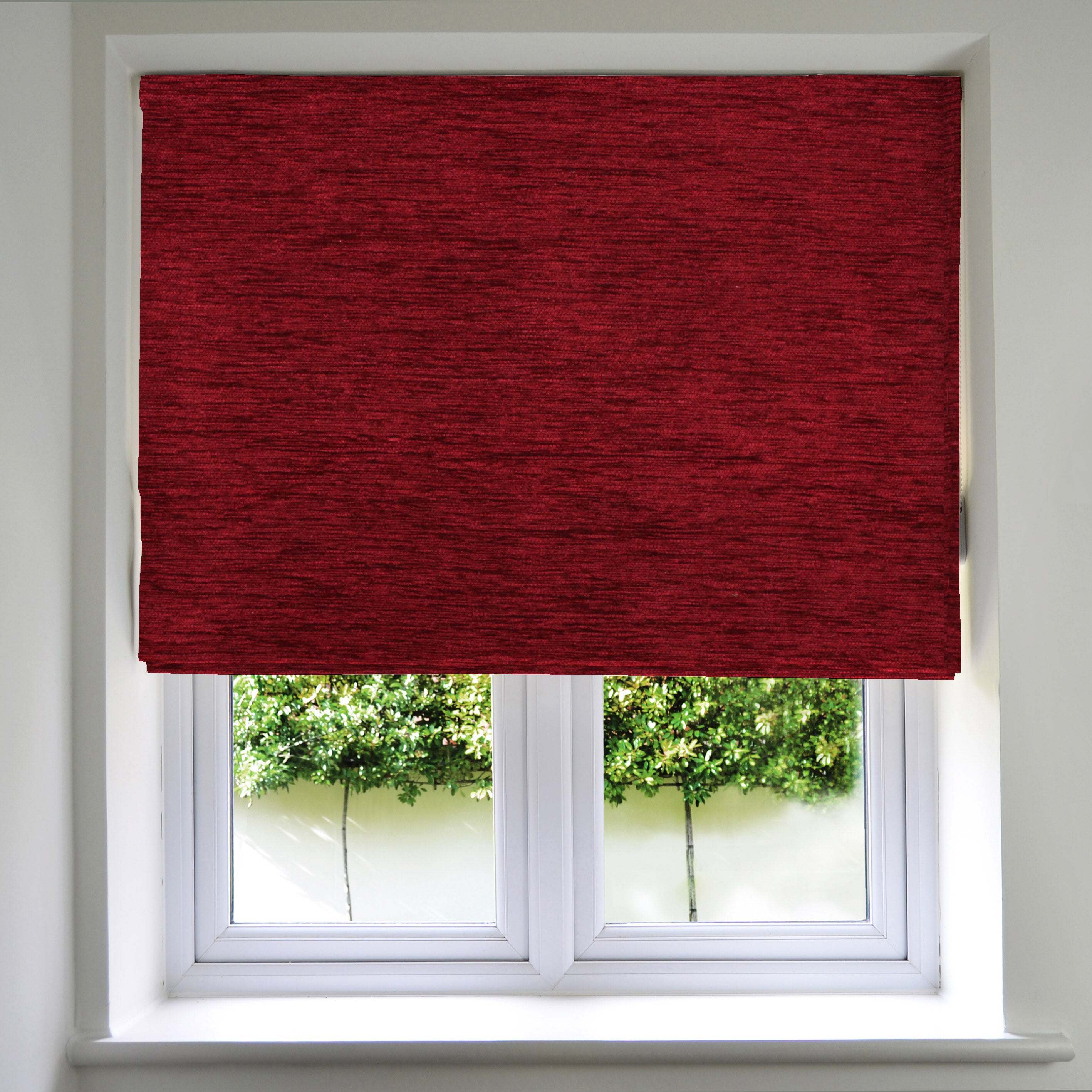 McAlister Textiles Plain Chenille Red Roman Blind Roman Blinds Standard Lining 130cm x 200cm 