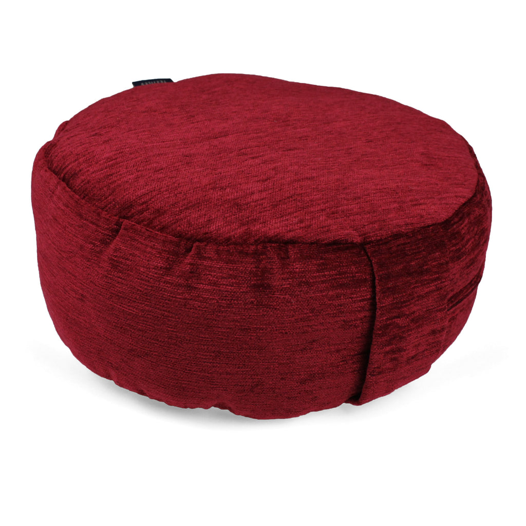 Plain Chenille Red Circular Yoga Cushion