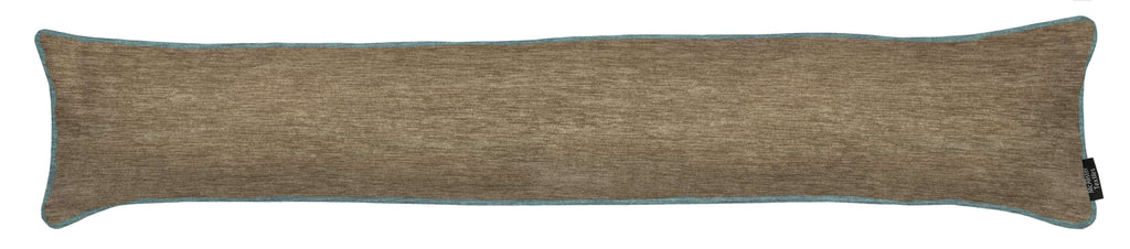 McAlister Textiles Plain Chenille Contrast Piped Beige + Blue Draught Excluder Draught Excluders 