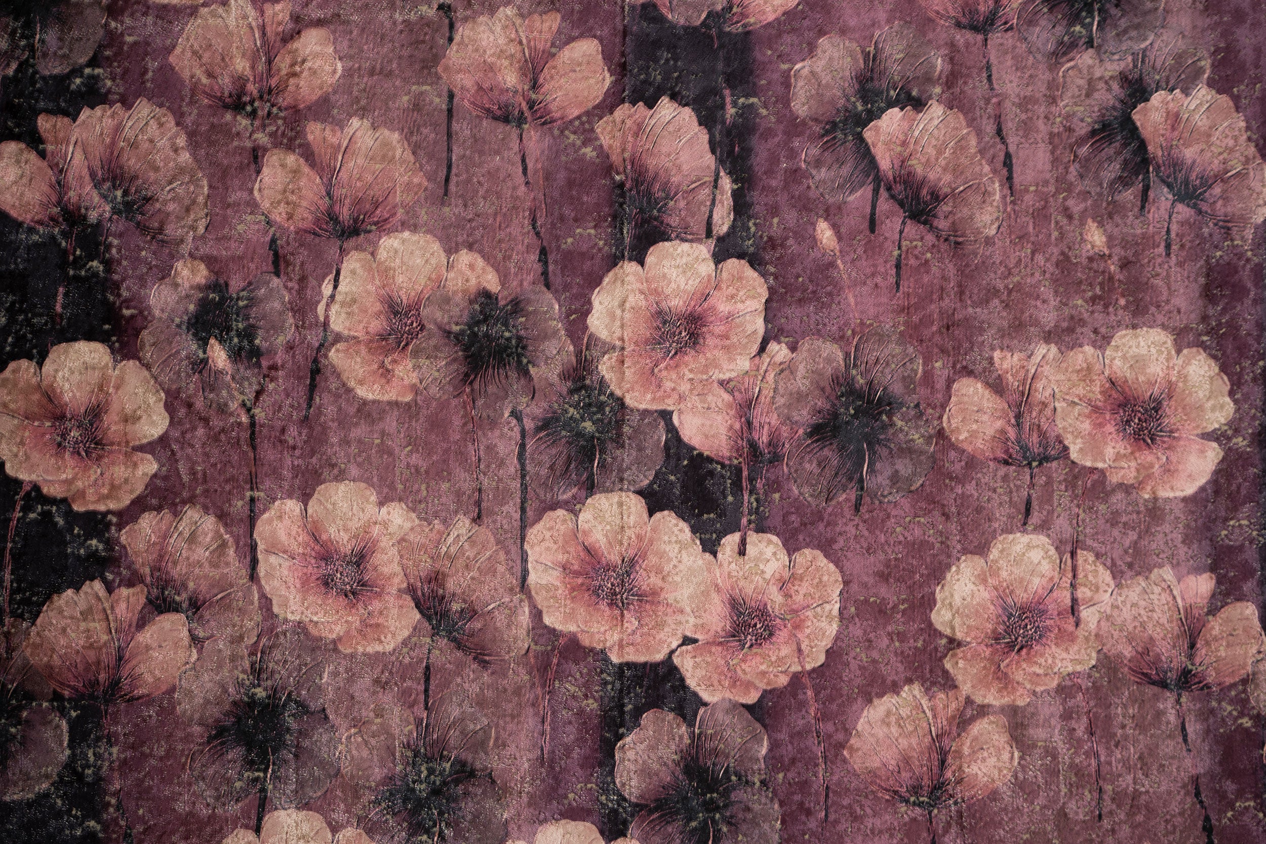 Poppy Pink Printed Velvet Fabric