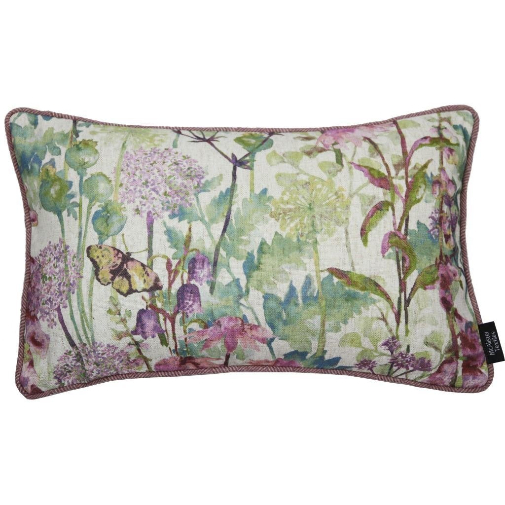 McAlister Textiles Wildflower Pastel Purple Linen Cushion Cushions and Covers Cover Only 50cm x 30cm 