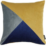 Load image into Gallery viewer, McAlister Textiles Diagonal Patchwork Velvet Navy, Yellow + Grey Cushion Cushions and Covers Cover Only 43cm x 43cm 
