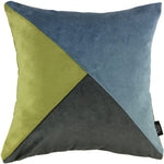 Load image into Gallery viewer, McAlister Textiles Diagonal Patchwork Velvet Blue, Green + Grey Cushion Cushions and Covers Cover Only 43cm x 43cm 
