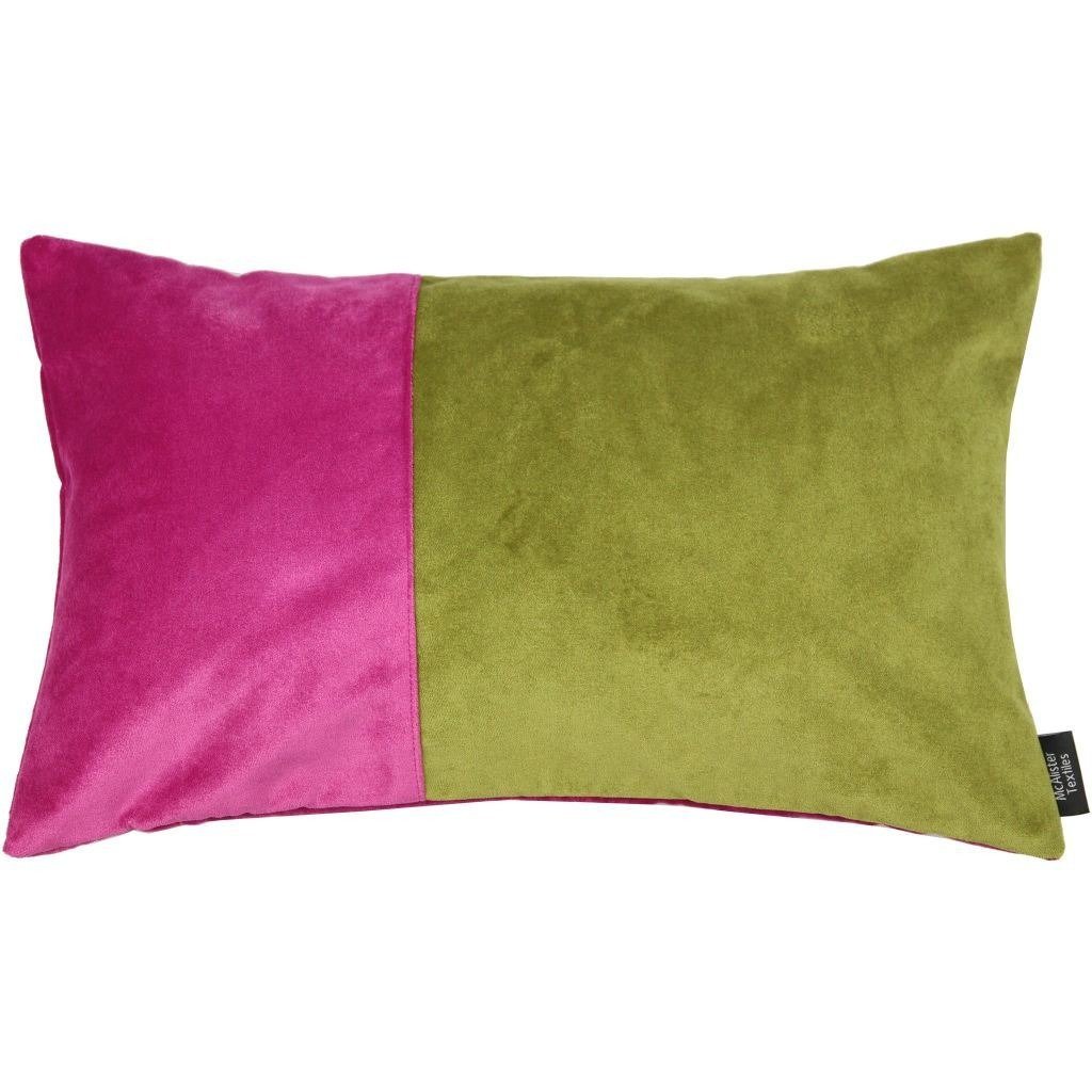 McAlister Textiles 2 Colour Patchwork Velvet Pink + Grey Pillow Pillow Cover Only 50cm x 30cm 