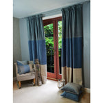 Load image into Gallery viewer, McAlister Textiles Patchwork Velvet Blue, Gold + Grey Curtains Tailored Curtains 116cm(w) x 182cm(d) (46&quot; x 72&quot;) 
