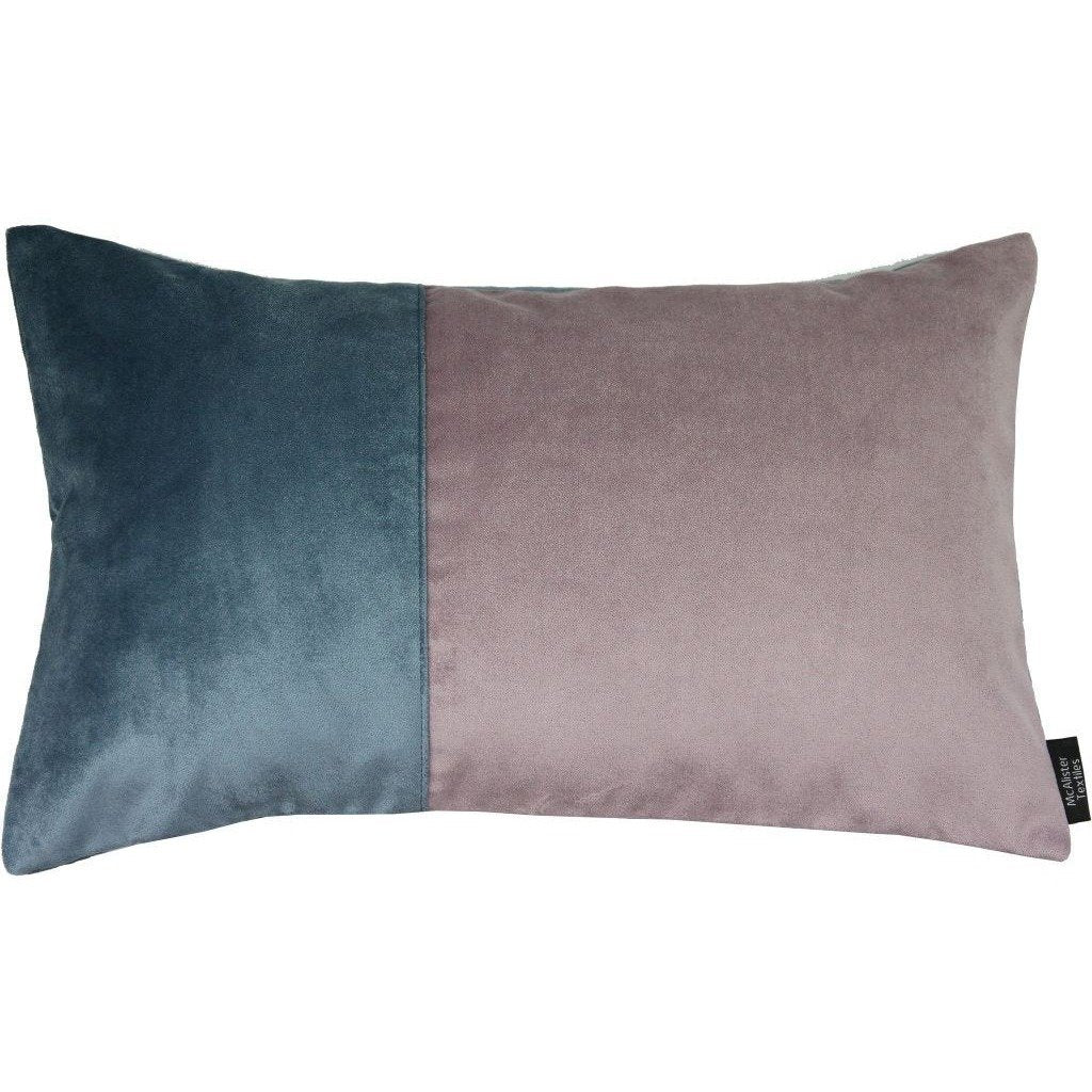 McAlister Textiles 2 Colour Patchwork Velvet Blue + Purple Pillow Pillow Cover Only 50cm x 30cm 