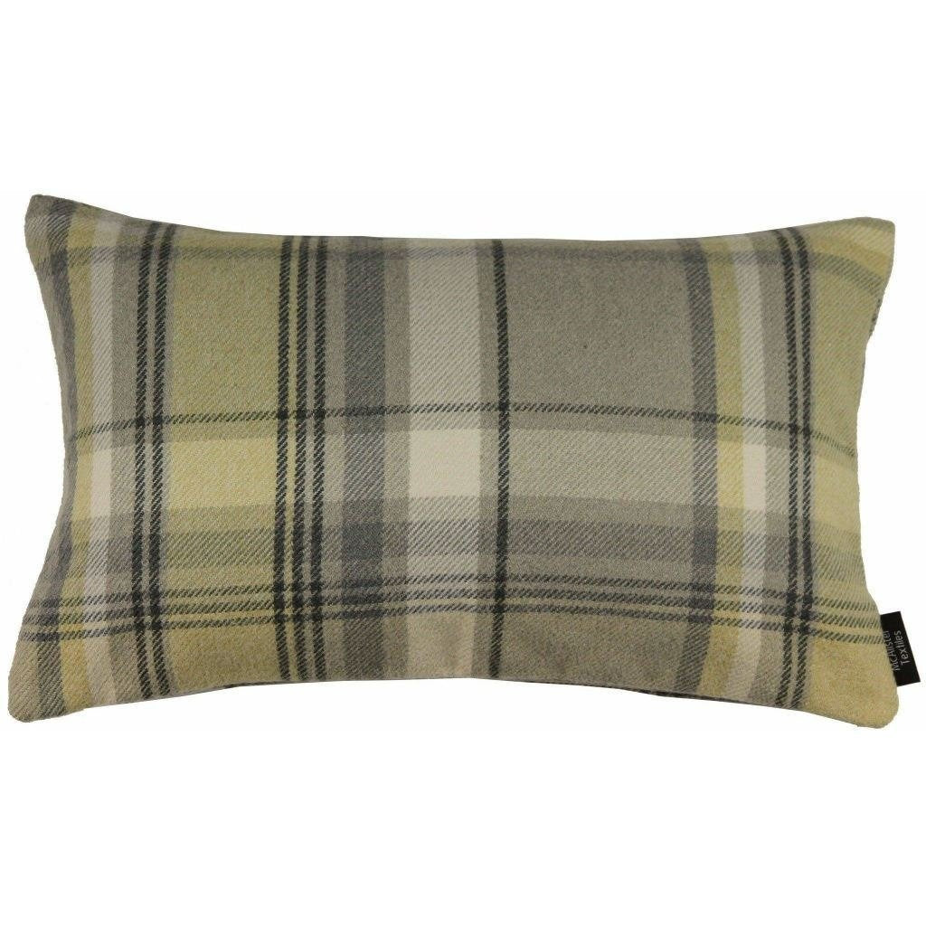 McAlister Textiles Heritage Yellow + Grey Tartan Pillow Pillow Cover Only 50cm x 30cm 