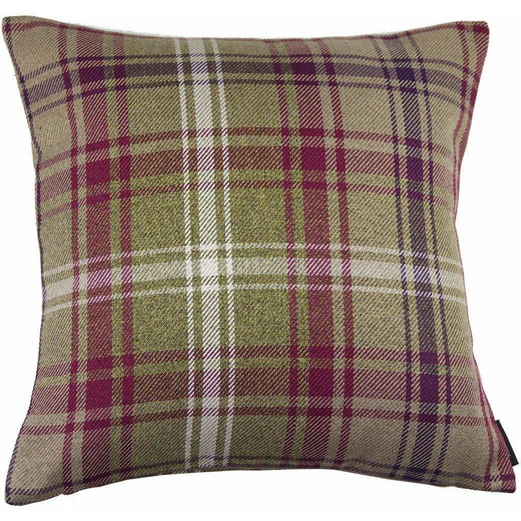 McAlister Textiles Angus Purple + Green Tartan Cushion Cushions and Covers Cover Only 43cm x 43cm 