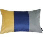 Load image into Gallery viewer, McAlister Textiles 3 Colour Patchwork Velvet Navy Blue, Yellow + Grey Pillow Pillow Cover Only 50cm x 30cm 
