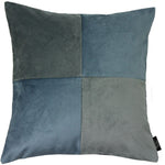 Load image into Gallery viewer, McAlister Textiles Square Patchwork Velvet Blue + Grey Cushion Cushions and Covers Cover Only 43cm x 43cm 
