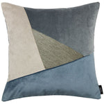 Load image into Gallery viewer, McAlister Textiles Triangle Patchwork Velvet Blue, Gold + Grey Cushion Cushions and Covers Cover Only 43cm x 43cm 
