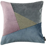 Load image into Gallery viewer, McAlister Textiles Triangle Patchwork Velvet Blue, Purple + Grey Cushion Cushions and Covers Cover Only 43cm x 43cm 
