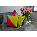 Load image into Gallery viewer, McAlister Textiles Panama Patchwork Lime Green + Fuchsia Pink Cushion Cushions and Covers 
