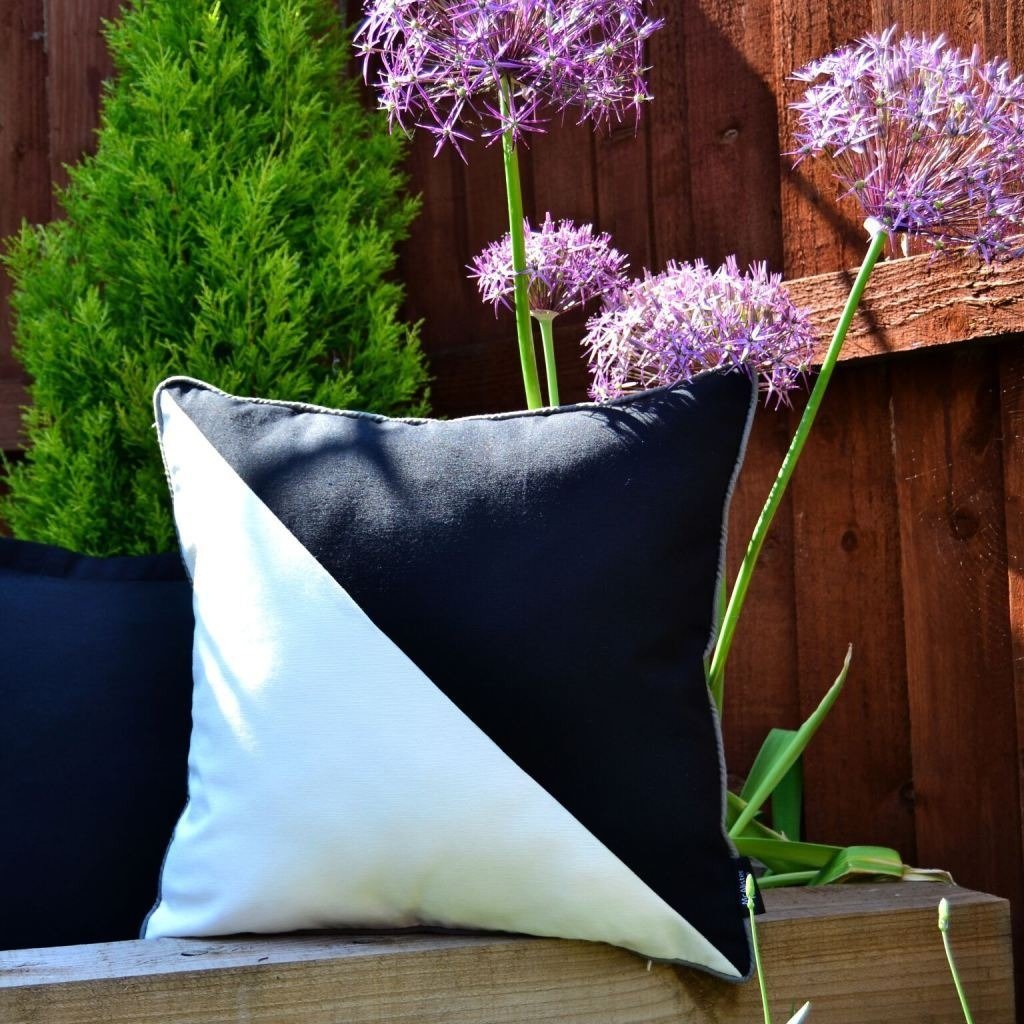 McAlister Textiles Panama Patchwork Black + White Cushion Cushions and Covers 