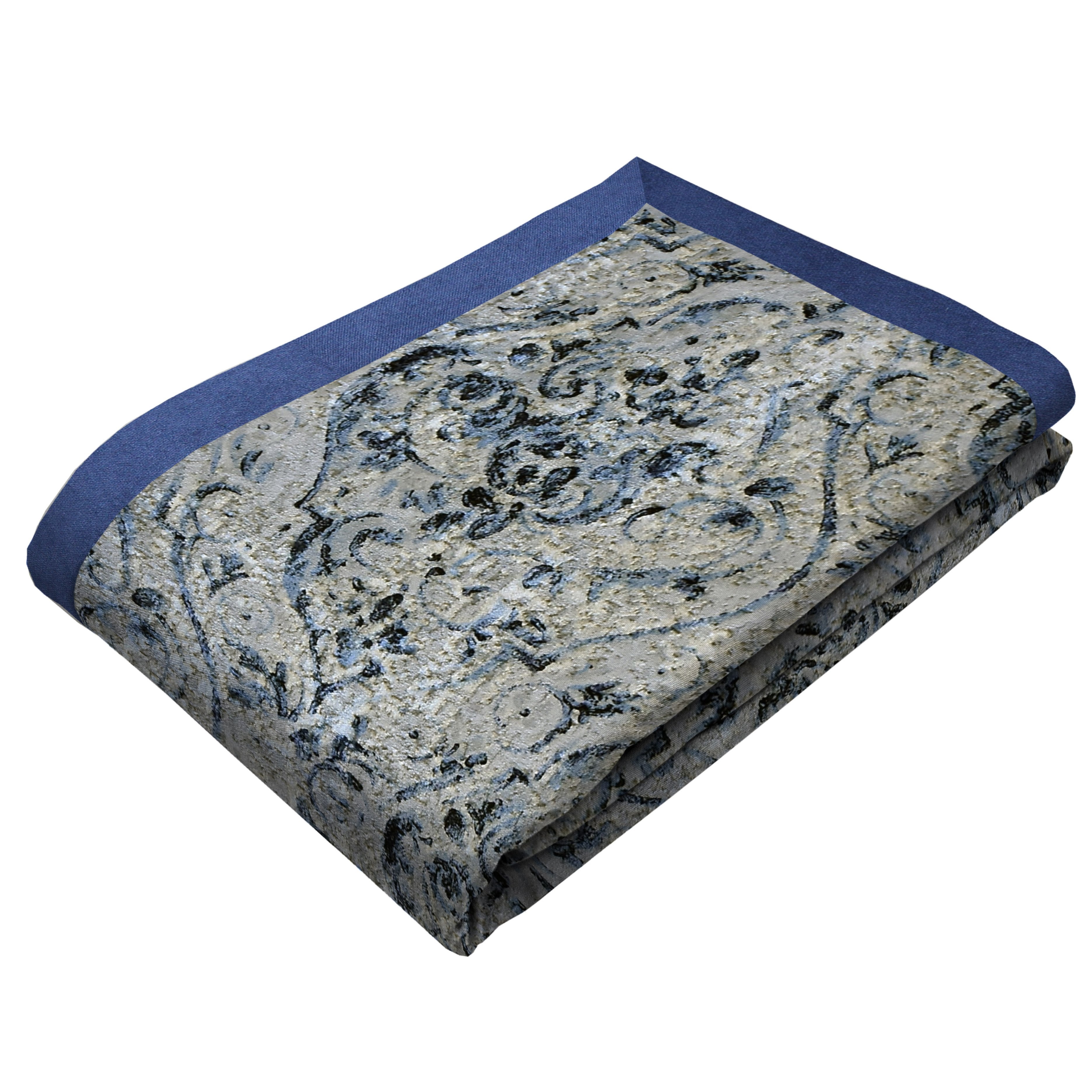McAlister Textiles Renaissance Navy Blue Printed Velvet Throws & Runners Throws and Runners Bed Runner (50cm x 240cm) 