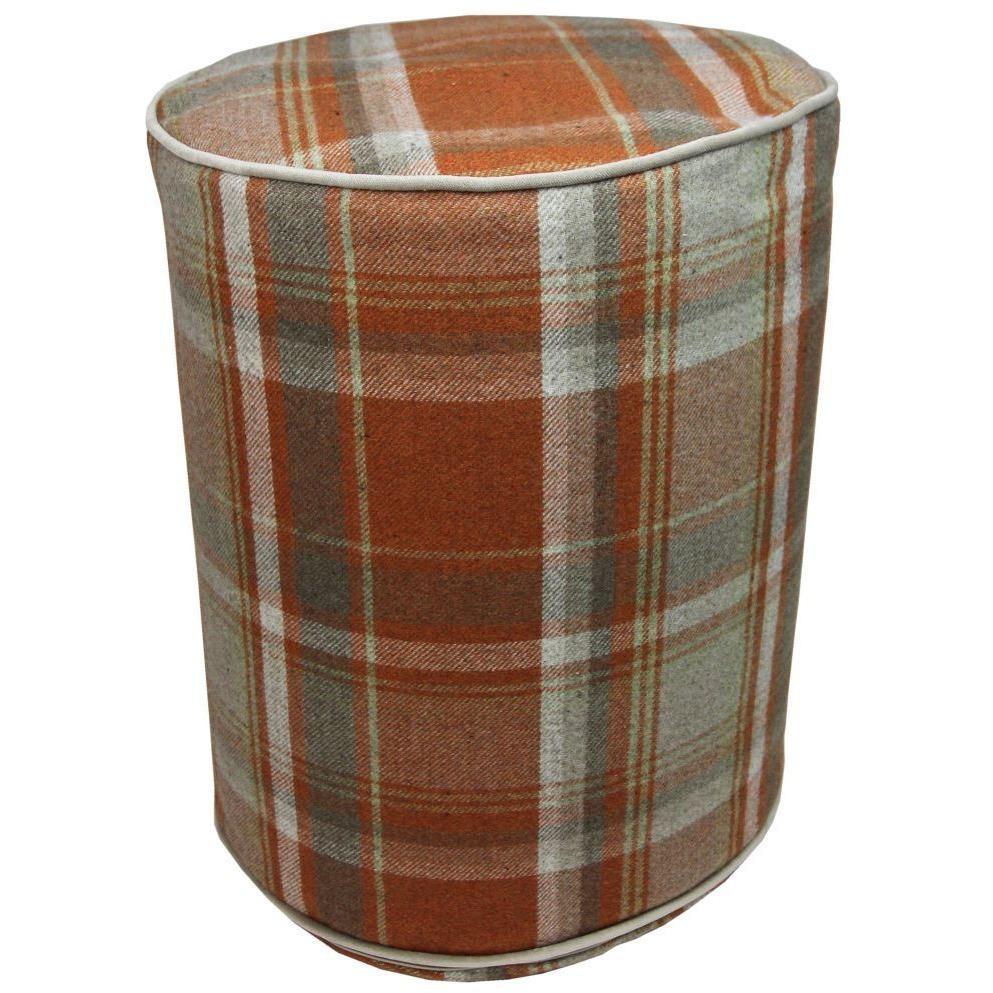 Plaid on sale round ottoman