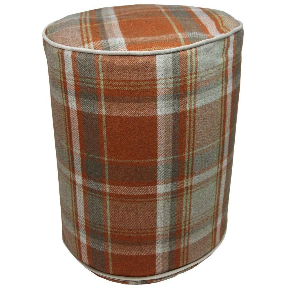 McAlister Textiles Deluxe Tartan Burnt Orange Ottoman Stool Round Stool 