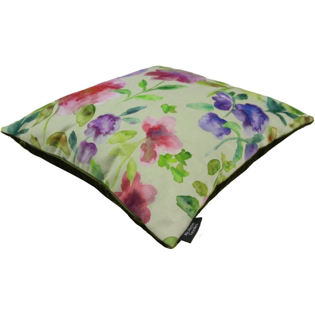 McAlister Textiles Renoir Floral Violet Purple Velvet Cushion Cushions and Covers 