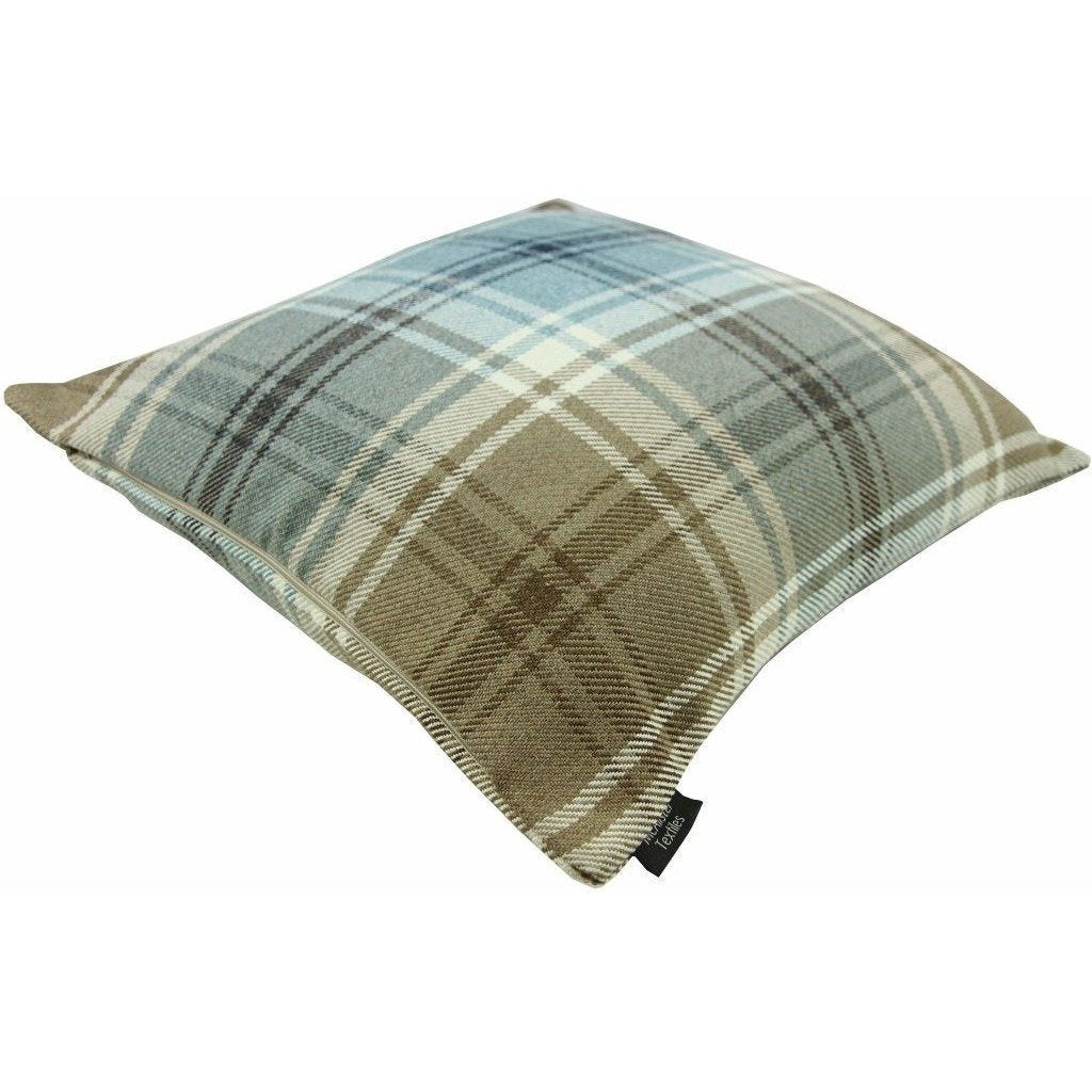 McAlister Textiles Angus Duck Egg Blue Tartan Cushion Cushions and Covers 