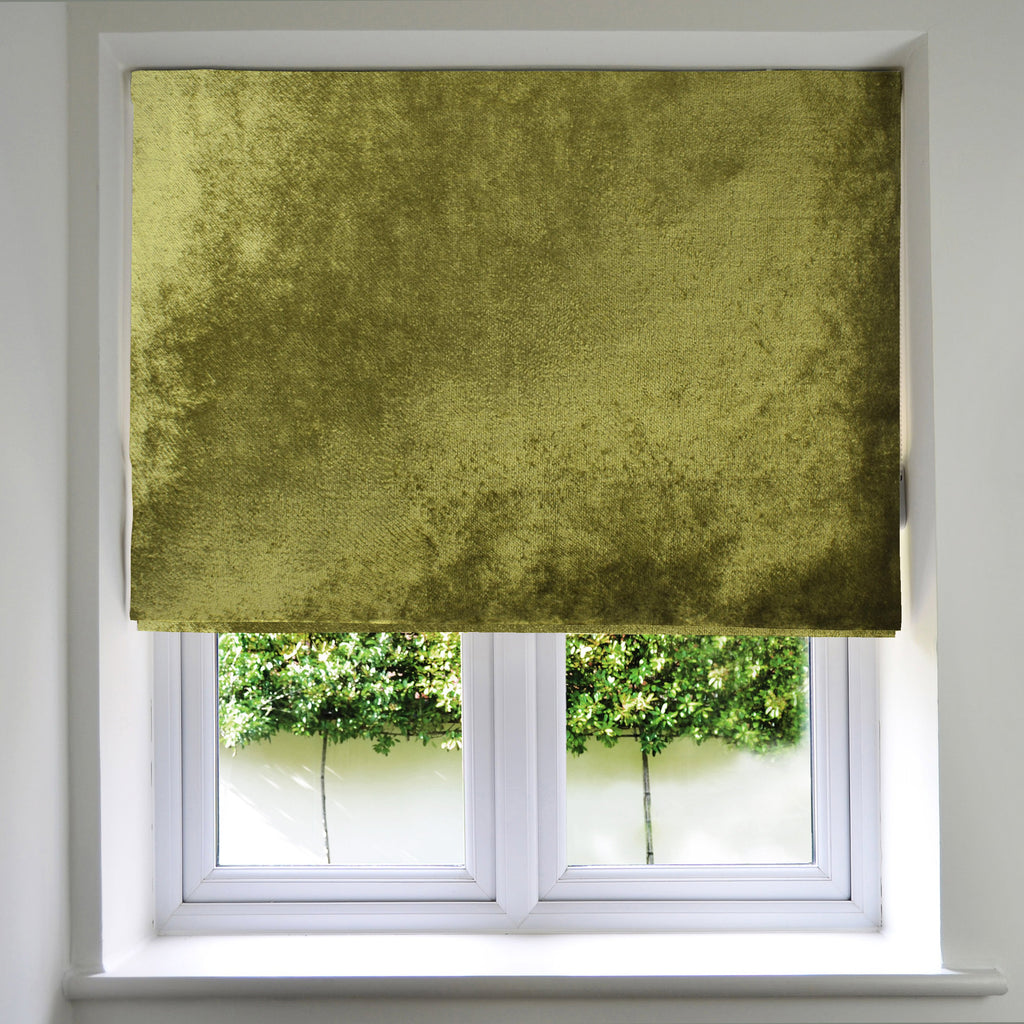 McAlister Textiles Lime Green Crushed Velvet Roman Blind Roman Blinds Standard Lining 130cm x 200cm 