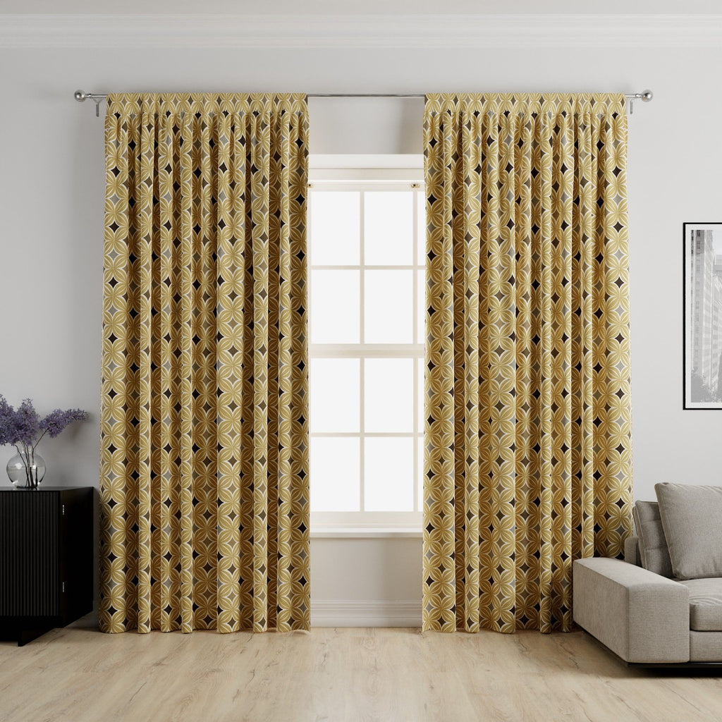 Laila Cotton Ochre Yellow Curtains