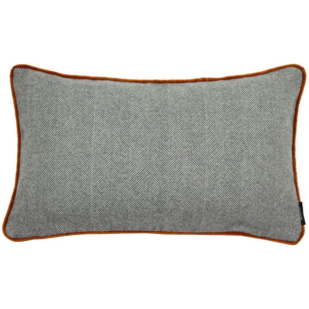 McAlister Textiles Herringbone Boutique Grey + Orange Cushion Cushions and Covers Cover Only 50cm x 30cm 