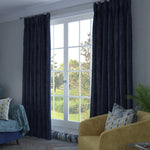 Load image into Gallery viewer, Textured Chenille Navy Blue Curtains
