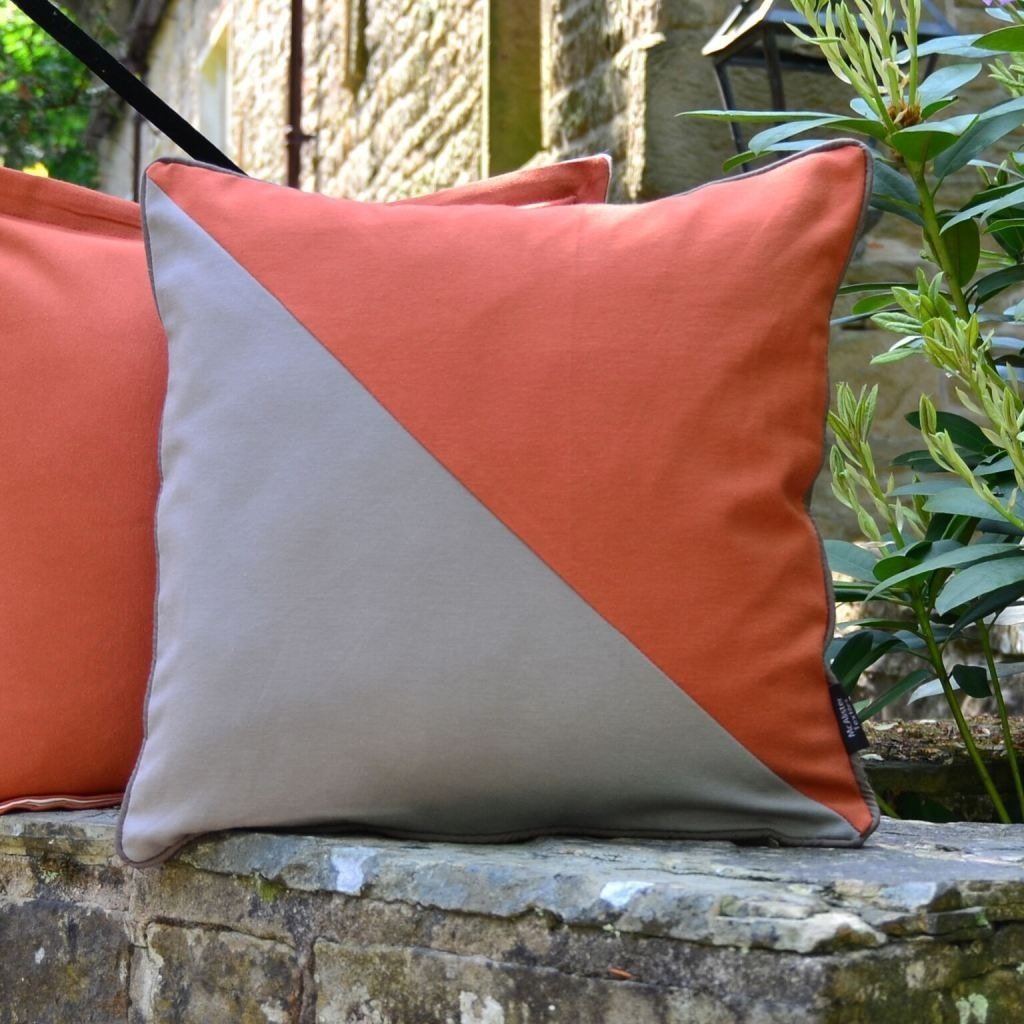 McAlister Textiles Panama Patchwork Burnt Orange + Taupe Cushion Cushions and Covers 