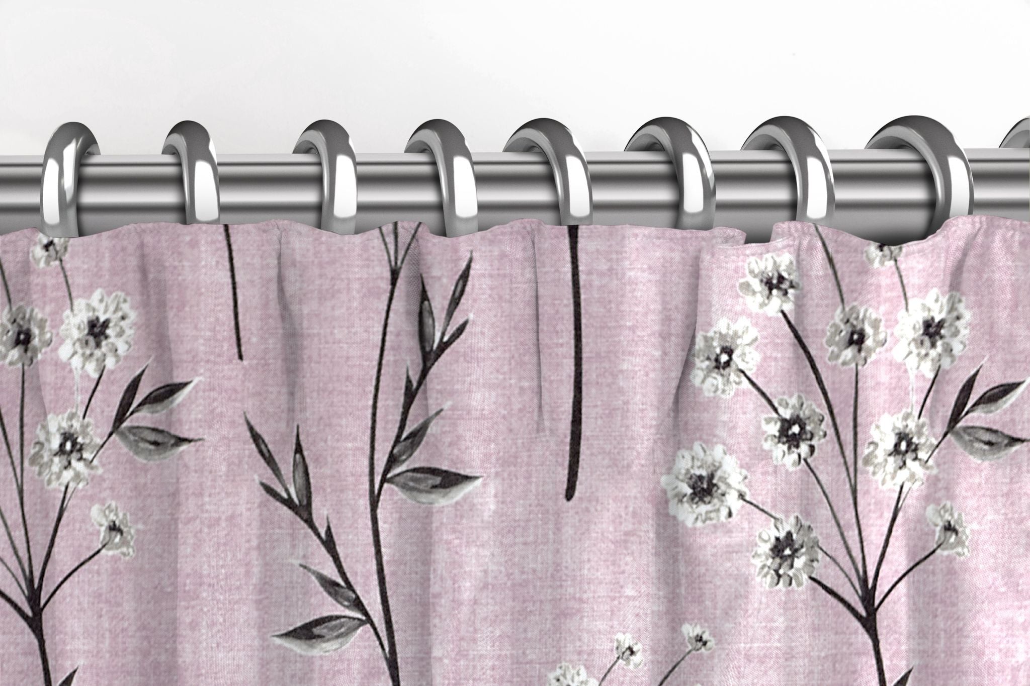 McAlister Textiles Meadow Blush Pink Floral Cotton Print Curtains Tailored Curtains 